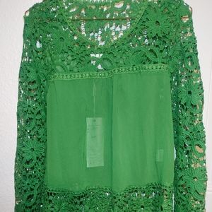 NWT Green Lace long sleeve shirt